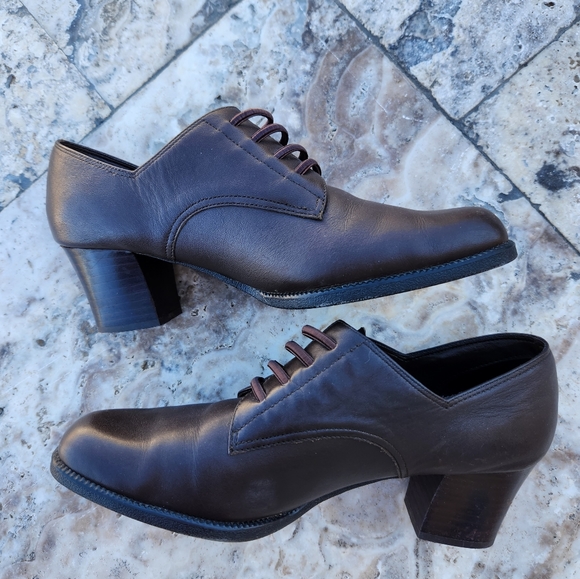 Aerosoles Women's Brown Leather Comfortable Slip-On Stack/Chunk Pump Heel Size 7 - Picture 2 of 12